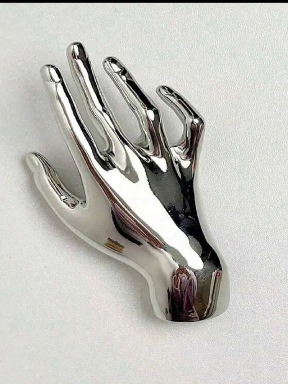 Polished Silver Hand Jewelry brooch